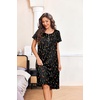 image:imageEkouaer House Dresses for Women with Pockets Short Sleeve Moo Moos  Floral Print Mumu Dresses Crewneck Pleated Front Button Moomoo Dress Ruffled Hem Soft Sleepwear for Lounge SleepBlack Butterfly Floral
