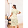 image:imageEkouaer House Dresses for Women with Pockets Short Sleeve Moo Moos  Floral Print Mumu Dresses Crewneck Pleated Front Button Moomoo Dress Ruffled Hem Soft Sleepwear for Lounge SleepGreen Leaf