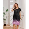 image:imageEkouaer House Dresses for Women with Pockets Short Sleeve Moo Moos  Floral Print Mumu Dresses Crewneck Pleated Front Button Moomoo Dress Ruffled Hem Soft Sleepwear for Lounge SleepBlack Pink Floral