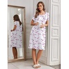 image:imageEkouaer House Dresses for Women with Pockets Short Sleeve Moo Moos  Floral Print Mumu Dresses Crewneck Pleated Front Button Moomoo Dress Ruffled Hem Soft Sleepwear for Lounge SleepPink Floral