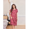 image:imageEkouaer House Dresses for Women with Pockets Short Sleeve Moo Moos  Floral Print Mumu Dresses Crewneck Pleated Front Button Moomoo Dress Ruffled Hem Soft Sleepwear for Lounge SleepRed Flower