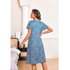image:imageEkouaer House Dresses for Women with Pockets Short Sleeve Moo Moos  Floral Print Mumu Dresses Crewneck Pleated Front Button Moomoo Dress Ruffled Hem Soft Sleepwear for Lounge SleepBlue