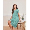 image:imageEkouaer House Dresses for Women with Pockets Short Sleeve Moo Moos  Floral Print Mumu Dresses Crewneck Pleated Front Button Moomoo Dress Ruffled Hem Soft Sleepwear for Lounge SleepGreen Flower