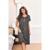 image:imageEkouaer House Dresses for Women with Pockets Short Sleeve Moo Moos  Floral Print Mumu Dresses Crewneck Pleated Front Button Moomoo Dress Ruffled Hem Soft Sleepwear for Lounge SleepKhaki Leaf