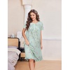 image:imageEkouaer House Dresses for Women with Pockets Short Sleeve Moo Moos  Floral Print Mumu Dresses Crewneck Pleated Front Button Moomoo Dress Ruffled Hem Soft Sleepwear for Lounge SleepLight Green Daisy