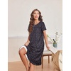 image:imageEkouaer House Dresses for Women with Pockets Short Sleeve Moo Moos  Floral Print Mumu Dresses Crewneck Pleated Front Button Moomoo Dress Ruffled Hem Soft Sleepwear for Lounge SleepBlack