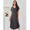 image:imageEkouaer Long Nightgowns for Women 3 Pack House Dress Plus Size Moo Moos  V Neck Night GownsShort Sleeve Sleep DressLadies Lounge DressSoft Sleep ShirtCasual Night dress for SleepingDaily WearBlackGreyBlack Butterfly