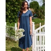 image:imageEkouaer Long Nightgowns for Women 3 Pack House Dress Plus Size Moo Moos  V Neck Night GownsShort Sleeve Sleep DressLadies Lounge DressSoft Sleep ShirtCasual Night dress for SleepingDaily WearBlackBluePurple
