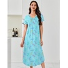 image:imageEkouaer Long Nightgowns for Women 3 Pack House Dress Plus Size Moo Moos  V Neck Night GownsShort Sleeve Sleep DressLadies Lounge DressSoft Sleep ShirtCasual Night dress for SleepingDaily WearPink FlowersPurple StarBlue Butterfly