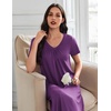 image:imageEkouaer Long Nightgowns for Women 3 Pack House Dress Plus Size Moo Moos  V Neck Night GownsShort Sleeve Sleep DressLadies Lounge DressSoft Sleep ShirtCasual Night dress for SleepingDaily WearBlackBluePurple