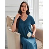 image:imageEkouaer Long Nightgowns for Women 3 Pack House Dress Plus Size Moo Moos  V Neck Night GownsShort Sleeve Sleep DressLadies Lounge DressSoft Sleep ShirtCasual Night dress for SleepingDaily WearBlackBlue GreenPurple Flowers