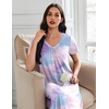 image:imageEkouaer Long Nightgowns for Women 3 Pack House Dress Plus Size Moo Moos  V Neck Night GownsShort Sleeve Sleep DressLadies Lounge DressSoft Sleep ShirtCasual Night dress for SleepingDaily WearBlackNavy BlueTie Dye
