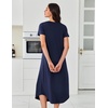 image:imageEkouaer Long Nightgowns for Women 3 Pack House Dress Plus Size Moo Moos  V Neck Night GownsShort Sleeve Sleep DressLadies Lounge DressSoft Sleep ShirtCasual Night dress for SleepingDaily WearBlackWine RedNavy Print