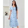 image:imageEkouaer Long Nightgowns for Women 3 Pack House Dress Plus Size Moo Moos  V Neck Night GownsShort Sleeve Sleep DressLadies Lounge DressSoft Sleep ShirtCasual Night dress for SleepingDaily WearBlue MoonPurple StarPink Flowers
