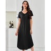 image:imageEkouaer Long Nightgowns for Women 3 Pack House Dress Plus Size Moo Moos  V Neck Night GownsShort Sleeve Sleep DressLadies Lounge DressSoft Sleep ShirtCasual Night dress for SleepingDaily WearBlackBlueBlue Floral