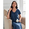 image:imageEkouaer Long Nightgowns for Women 3 Pack House Dress Plus Size Moo Moos  V Neck Night GownsShort Sleeve Sleep DressLadies Lounge DressSoft Sleep ShirtCasual Night dress for SleepingDaily WearBlackBlueWhite Blue Striped