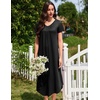 image:imageEkouaer Long Nightgowns for Women 3 Pack House Dress Plus Size Moo Moos  V Neck Night GownsShort Sleeve Sleep DressLadies Lounge DressSoft Sleep ShirtCasual Night dress for SleepingDaily WearBlackNavy BlueTie Dye
