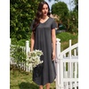 image:imageEkouaer Long Nightgowns for Women 3 Pack House Dress Plus Size Moo Moos  V Neck Night GownsShort Sleeve Sleep DressLadies Lounge DressSoft Sleep ShirtCasual Night dress for SleepingDaily WearBlackGreyBlue