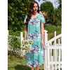 image:imageEkouaer Long Nightgowns for Women 3 Pack House Dress Plus Size Moo Moos  V Neck Night GownsShort Sleeve Sleep DressLadies Lounge DressSoft Sleep ShirtCasual Night dress for SleepingDaily WearBlackBlueBlue Floral