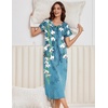 image:imageEkouaer Long Nightgowns for Women 3 Pack House Dress Plus Size Moo Moos  V Neck Night GownsShort Sleeve Sleep DressLadies Lounge DressSoft Sleep ShirtCasual Night dress for SleepingDaily WearBlue FloralPink FloralBlack Floral