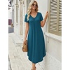 image:imageEkouaer Long Nightgowns for Women 3 Pack House Dress Plus Size Moo Moos  V Neck Night GownsShort Sleeve Sleep DressLadies Lounge DressSoft Sleep ShirtCasual Night dress for SleepingDaily WearBlue GreenWine RedPink