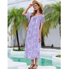 image:imageEkouaer Long Nightgowns for Women 3 Pack House Dress Plus Size Moo Moos  V Neck Night GownsShort Sleeve Sleep DressLadies Lounge DressSoft Sleep ShirtCasual Night dress for SleepingDaily WearBlue MoonPurple StarPink Flowers
