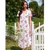 image:imageEkouaer Long Nightgowns for Women 3 Pack House Dress Plus Size Moo Moos  V Neck Night GownsShort Sleeve Sleep DressLadies Lounge DressSoft Sleep ShirtCasual Night dress for SleepingDaily WearBlue FloralPink FloralBlue Striped