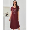 image:imageEkouaer Long Nightgowns for Women 3 Pack House Dress Plus Size Moo Moos  V Neck Night GownsShort Sleeve Sleep DressLadies Lounge DressSoft Sleep ShirtCasual Night dress for SleepingDaily WearBlackBlue GreenWine Red Print