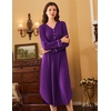 image:imageEkouaer Long Sleeve Nightgowns for Women Button Front Long Night Gowns  Full Length Nightshirts V Neck Night Dress Flatting Cuffs Contrasting Trim Soft Sleep Dress for Lounging Home VacationPurple