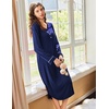 image:imageEkouaer Long Sleeve Nightgowns for Women Button Front Long Night Gowns  Full Length Nightshirts V Neck Night Dress Flatting Cuffs Contrasting Trim Soft Sleep Dress for Lounging Home VacationNavy Blue