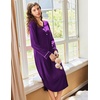 image:imageEkouaer Long Sleeve Nightgowns for Women Button Front Long Night Gowns  Full Length Nightshirts V Neck Night Dress Flatting Cuffs Contrasting Trim Soft Sleep Dress for Lounging Home VacationPurple