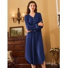 image:imageEkouaer Long Sleeve Nightgowns for Women Button Front Long Night Gowns  Full Length Nightshirts V Neck Night Dress Flatting Cuffs Contrasting Trim Soft Sleep Dress for Lounging Home VacationNavy Blue