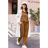 image:imageEkouaer Lounge Sets for Women 2 Piece Outfits 2026 Long Sleeve Top with PantsLight Brown