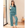 image:imageEkouaer Lounge Sets for Women 2 Piece Outfits 2026 Long Sleeve Top with PantsPeacock Blue