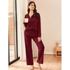 image:imageEkouaer Lounge Sets for Women 2 Piece Outfits 2026 Long Sleeve Top with PantsWine Red