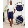 image:imageEkouaer Mens Pajama Shorts Soft Sleepwear Bottoms Pj Shorts with Pocket  Drawstring Elastic Waistband Sleep PantsSummerFallFunny PrintBeach Vacation OutfitGift For BirthdayAnniversaryHusbandNavy Blue and Drak Gray