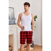 image:imageEkouaer Mens Pajama Shorts Soft Sleepwear Bottoms Pj Shorts with Pocket  Drawstring Elastic Waistband Sleep PantsSummerFallFunny PrintBeach Vacation OutfitGift For BirthdayAnniversaryHusbandPlaid Red