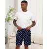 image:imageEkouaer Mens Pajama Shorts Soft Sleepwear Bottoms Pj Shorts with Pocket  Drawstring Elastic Waistband Sleep PantsSummerFallFunny PrintBeach Vacation OutfitGift For BirthdayAnniversaryHusbandBlack and Navy Blue Print