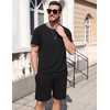 image:imageEkouaer Mens Pajamas Sets Shorts Soft Short Sleeve Pjs  Round Neck Summer Sleepwear Soft Casual Sleep Nightwear Lounge Sets Pants with Pockets SXXLBlack