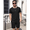 image:imageEkouaer Mens Pajamas Sets Shorts Soft Short Sleeve Pjs  Round Neck Summer Sleepwear Soft Casual Sleep Nightwear Lounge Sets Pants with Pockets SXXLBlack