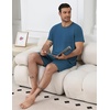 image:imageEkouaer Mens Pajamas Sets Shorts Soft Short Sleeve Pjs  Round Neck Summer Sleepwear Soft Casual Sleep Nightwear Lounge Sets Pants with Pockets SXXLDeep Blue