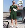 image:imageEkouaer Mens Pajamas Sets Shorts Soft Short Sleeve Pjs  Round Neck Summer Sleepwear Soft Casual Sleep Nightwear Lounge Sets Pants with Pockets SXXLDeep Green