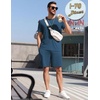image:imageEkouaer Mens Pajamas Sets Shorts Soft Short Sleeve Pjs  Round Neck Summer Sleepwear Soft Casual Sleep Nightwear Lounge Sets Pants with Pockets SXXLDeep Blue