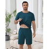 image:imageEkouaer Mens Pajamas Sets Shorts Soft Short Sleeve Pjs  Round Neck Summer Sleepwear Soft Casual Sleep Nightwear Lounge Sets Pants with Pockets SXXLGreen