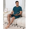 image:imageEkouaer Mens Pajamas Sets Shorts Soft Short Sleeve Pjs  Round Neck Summer Sleepwear Soft Casual Sleep Nightwear Lounge Sets Pants with Pockets SXXLGreen