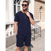 image:imageEkouaer Mens Pajamas Sets Shorts Soft Short Sleeve Pjs  Round Neck Summer Sleepwear Soft Casual Sleep Nightwear Lounge Sets Pants with Pockets SXXLNavy Blue