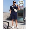 image:imageEkouaer Mens Pajamas Sets Shorts Soft Short Sleeve Pjs  Round Neck Summer Sleepwear Soft Casual Sleep Nightwear Lounge Sets Pants with Pockets SXXLNavy Blue