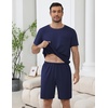 image:imageEkouaer Mens Pajamas Sets Shorts Soft Short Sleeve Pjs  Round Neck Summer Sleepwear Soft Casual Sleep Nightwear Lounge Sets Pants with Pockets SXXLNavy Blue