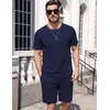 image:imageEkouaer Mens Pajamas Sets Shorts Soft Short Sleeve Pjs  Round Neck Summer Sleepwear Soft Casual Sleep Nightwear Lounge Sets Pants with Pockets SXXLNavy Blue