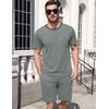 image:imageEkouaer Mens Pajamas Sets Shorts Soft Short Sleeve Pjs  Round Neck Summer Sleepwear Soft Casual Sleep Nightwear Lounge Sets Pants with Pockets SXXLSage Green